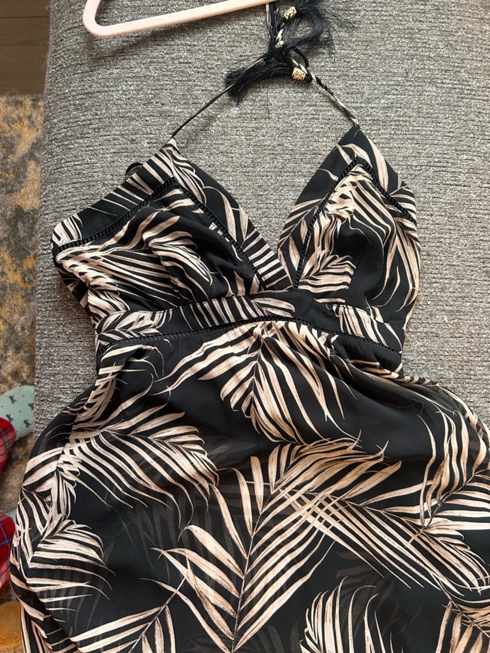 White House Black Market Black and Beige Printed Maxi Dress
